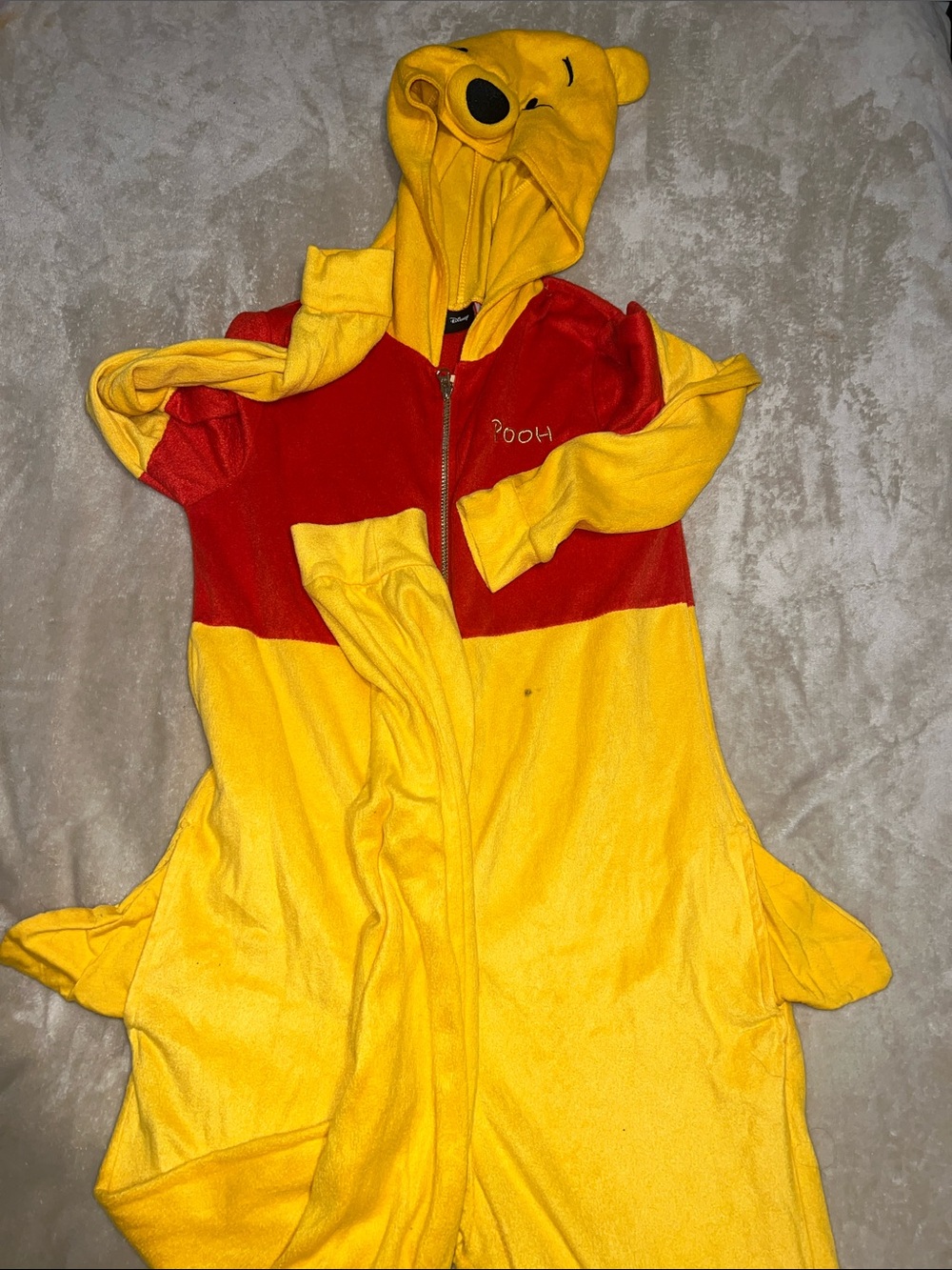 Disney Yellow and Red Winnie the Pooh Hooded Kids Onesie